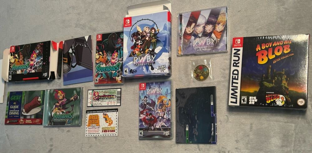 Nintendo Switch Lot Spidersaurs RWBY Arrowfell A Boy And His Blob *CDS DAMAGED*